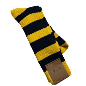 NWT! J Crew Rugby Stripped Socks Yellow & Navy Men’s one size
